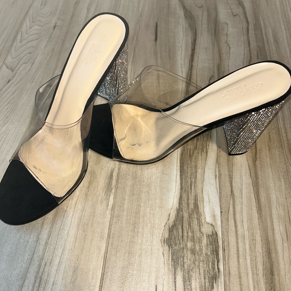 Black sparkle heels